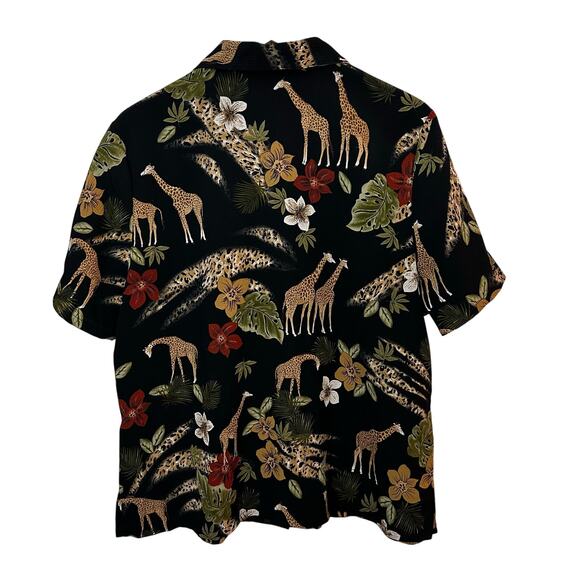 BonWorth Top Shirt Medium MP Safari Tropical Giraffe Short Sleeves Button Front - Picture 3 of 5